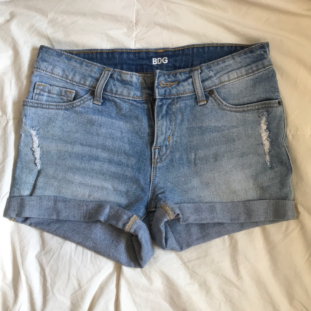 Medium wash denim shorts